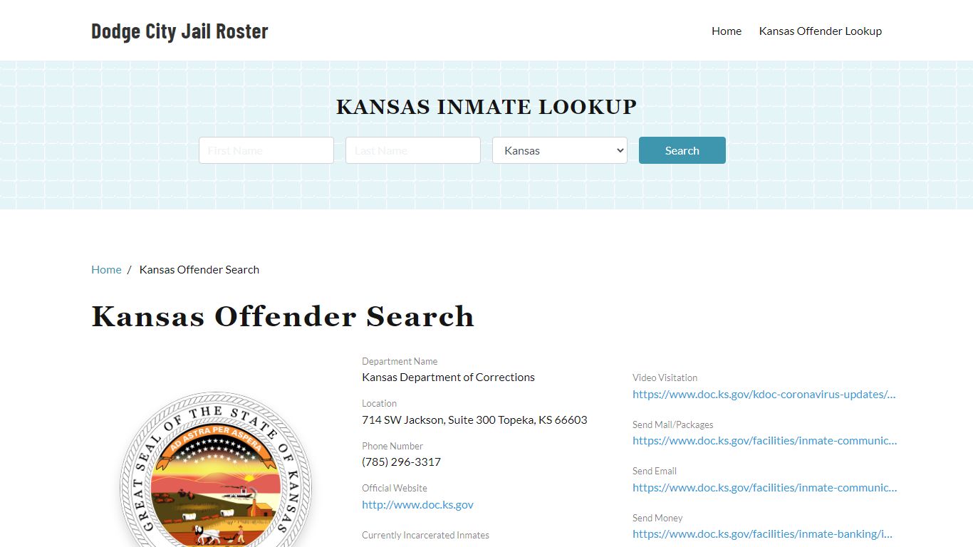 Kansas Offender Lookup, City Jail Records Search