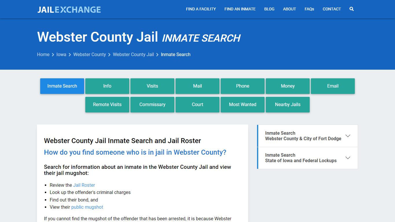 Inmate Search: Roster & Mugshots - Webster County Jail, IA - Jail Exchange